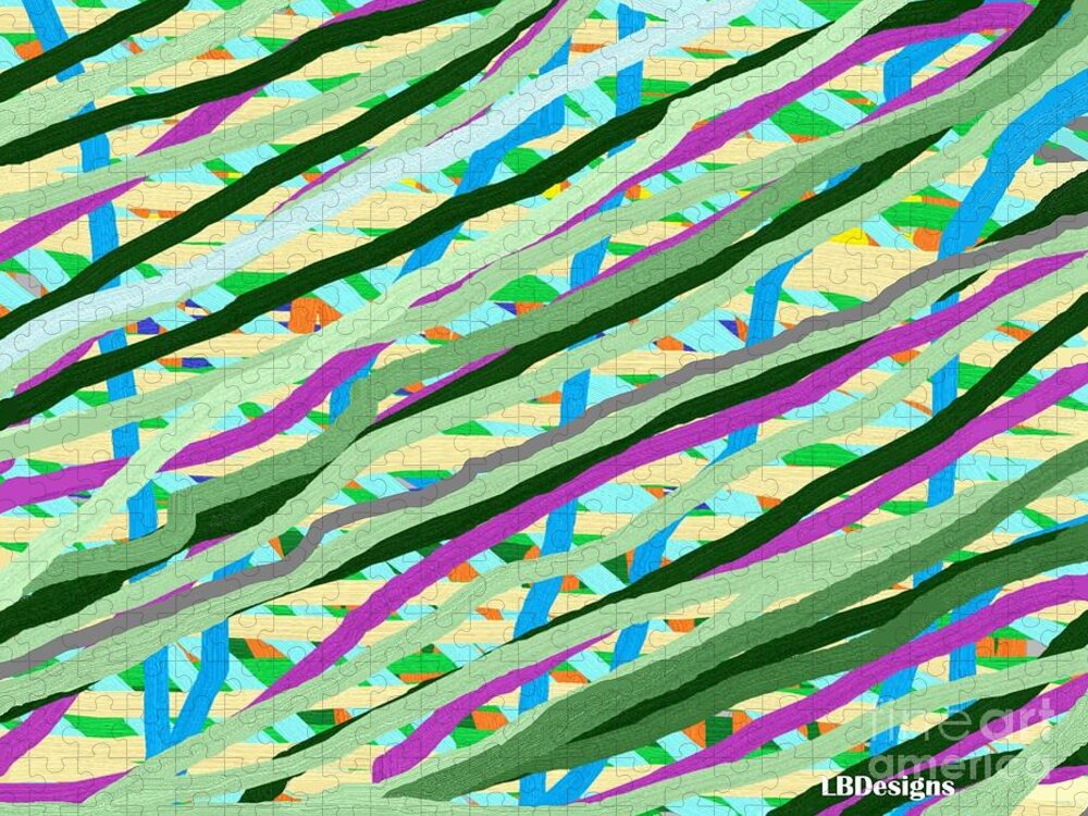 Abstract Jigsaw Puzzle featuring the digital art Ribbons in the Summer Breeze by LBDesigns