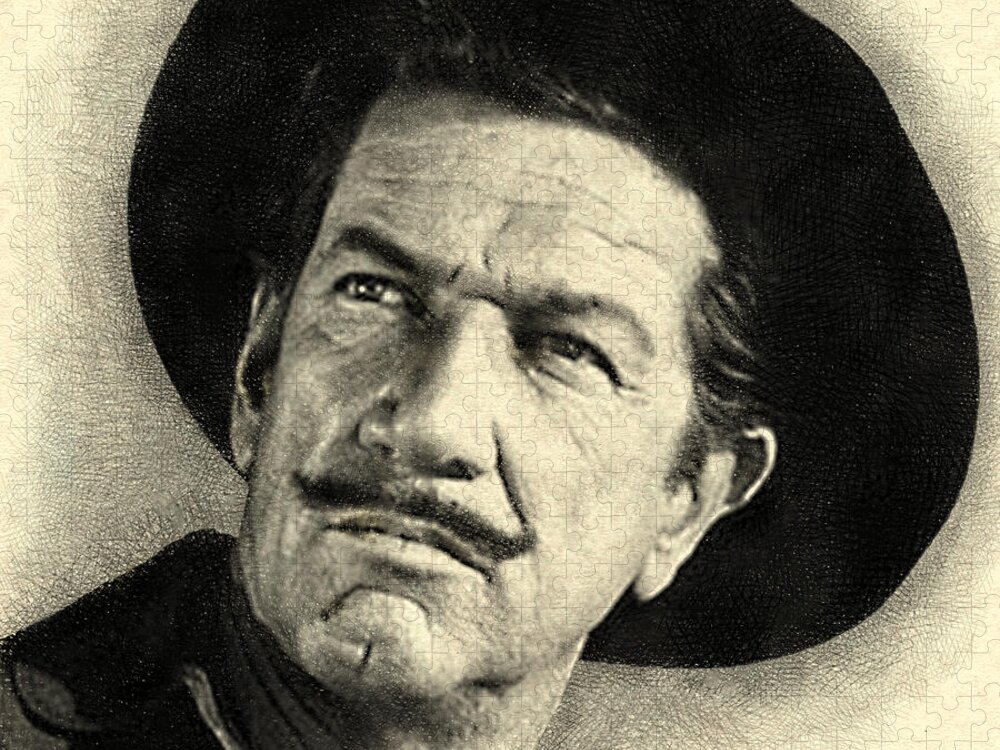 2d Jigsaw Puzzle featuring the digital art Richard Boone As Paladin - Drawing FX by Brian Wallace