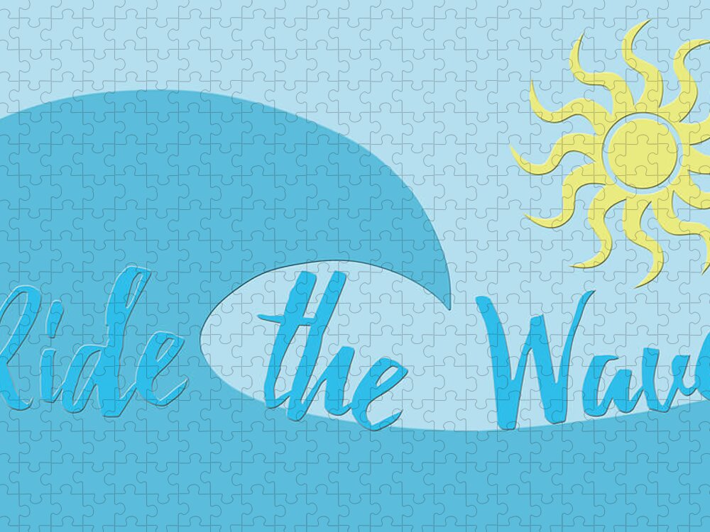 Ride The Wave Jigsaw Puzzle featuring the digital art Ride the Wave by Angie Tirado