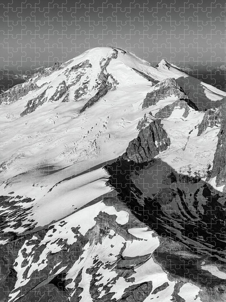 Mount Baker Jigsaw Puzzle featuring the photograph Ridge to Summit Black and White by Michael Rauwolf