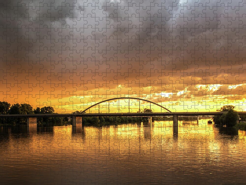 Deggendorf Jigsaw Puzzle featuring the photograph River Cruise Sunset by Matthew DeGrushe