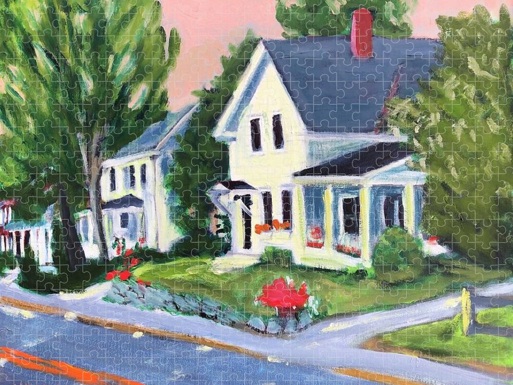 New Boston Jigsaw Puzzle featuring the painting River Road by Cyndie Katz