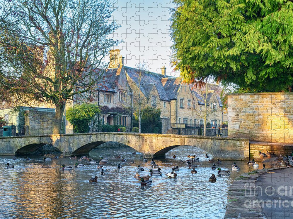 Bourton On The Water Jigsaw Puzzle featuring the photograph River Windrush in Bourton on the Water by Tim Gainey