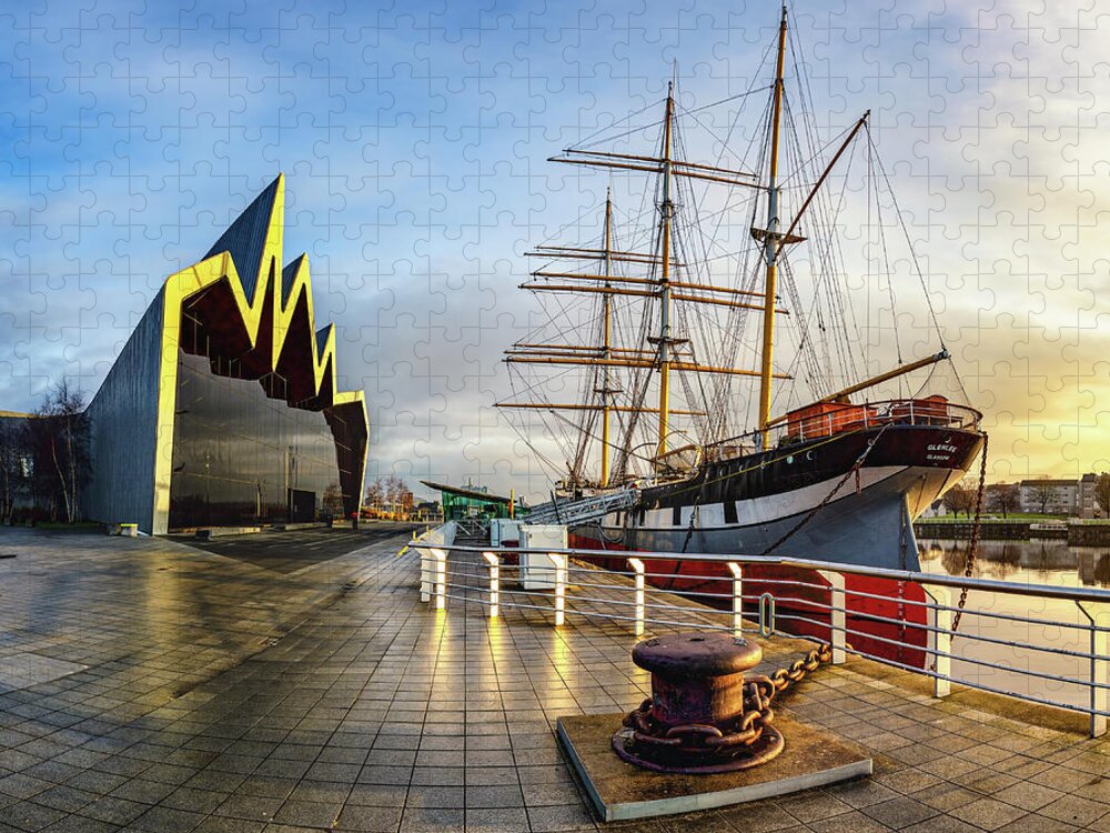 Glasgow Jigsaw Puzzle featuring the photograph Riverside Transport Museum 2020 by Grant Glendinning
