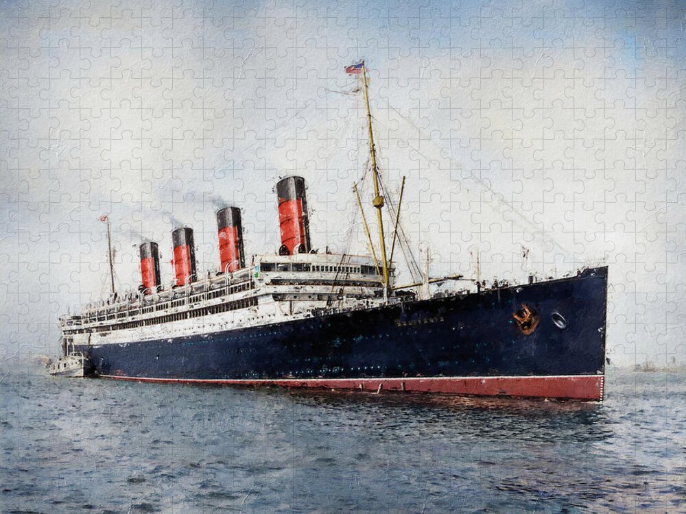 Steamer Jigsaw Puzzle featuring the digital art R.M.S. Aquitania - The Ship Beautiful by Geir Rosset