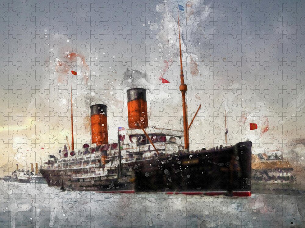 Steamer Jigsaw Puzzle featuring the digital art R.M.S. Campania by Geir Rosset