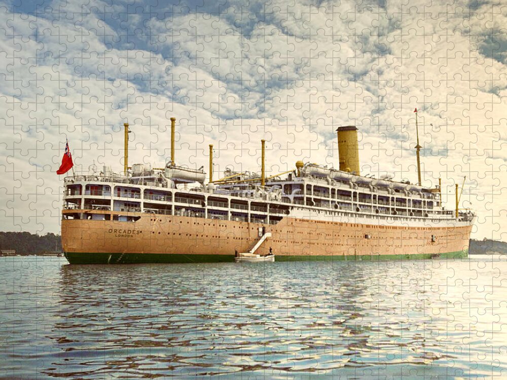 Steamer Jigsaw Puzzle featuring the digital art R.M.S. Orcades 1937 by Geir Rosset