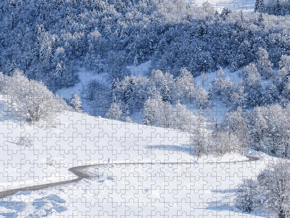 Italy Jigsaw Puzzle featuring the photograph Road In The Snow by Alberto Zanoni