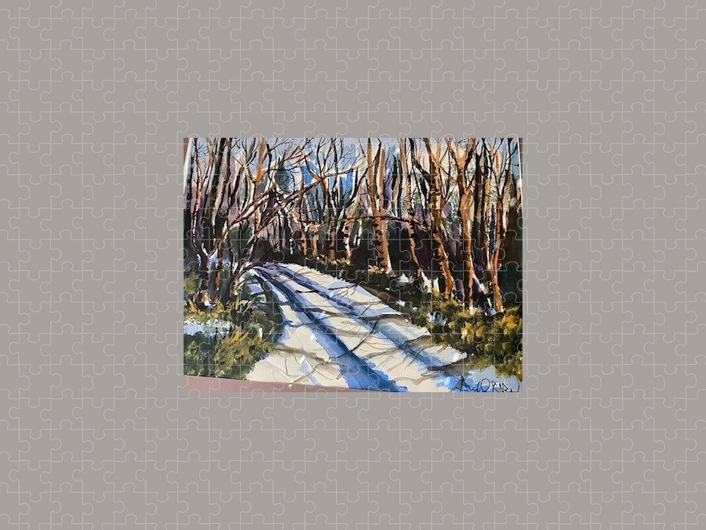  Jigsaw Puzzle featuring the painting Roadless Traveled by Angie ONeal
