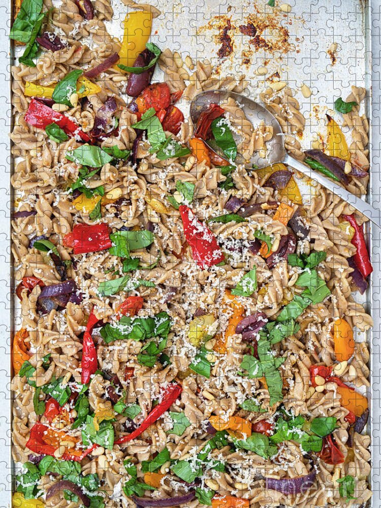 Pasta Jigsaw Puzzle featuring the photograph Roasted Tomato Pepper Pasta Bake by Tim Gainey