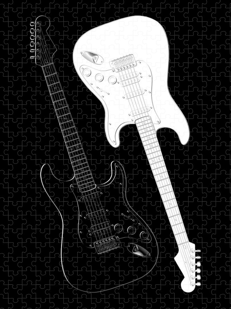 Rock And Roll Jigsaw Puzzle featuring the digital art Rock and Roll Yin Yang by Mike McGlothlen