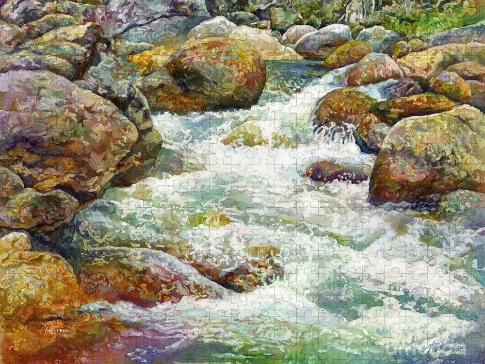 River Jigsaw Puzzle featuring the painting Rock Concert by Hailey E Herrera