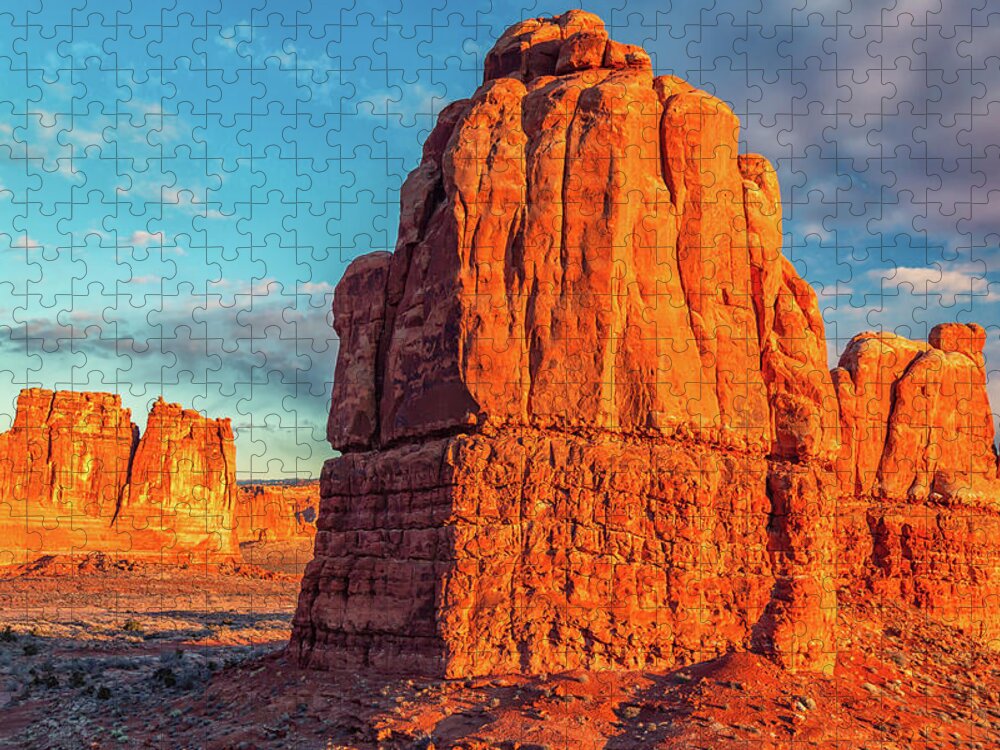 Landscape Jigsaw Puzzle featuring the photograph Rock Formations at Sunrise by Marc Crumpler