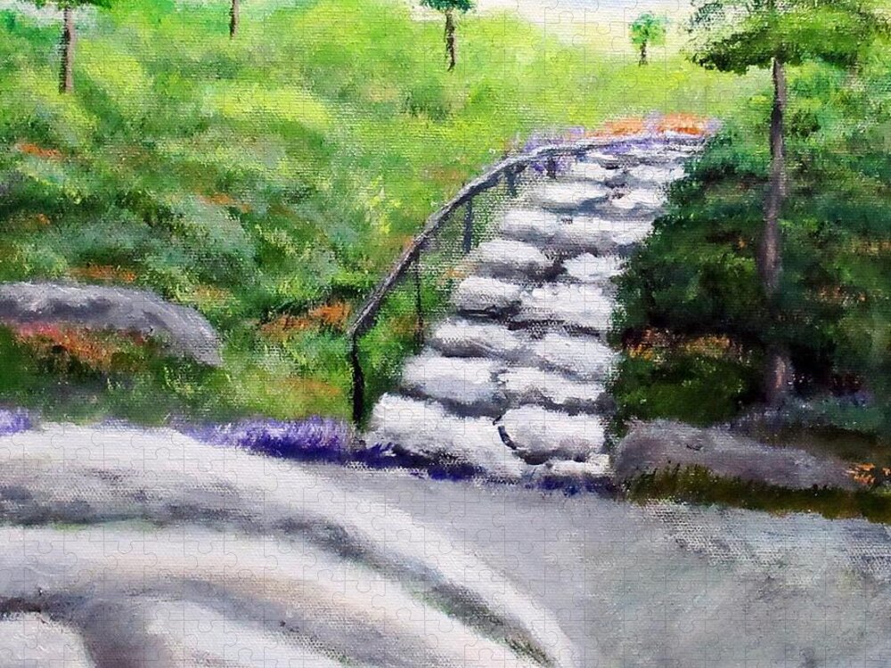 Landscape Jigsaw Puzzle featuring the painting Rock Steps by Gregory Dorosh