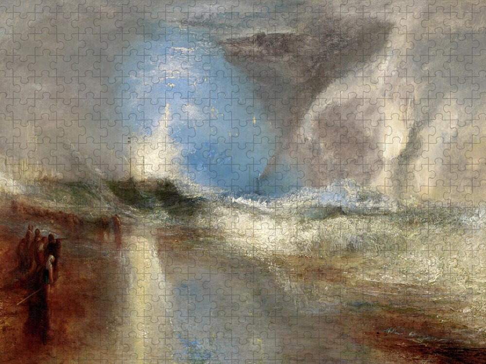 Joseph Mallord William Turner Jigsaw Puzzle featuring the painting Rockets and Blue Lights to Warn Steamboats of Shoal Water by Joseph Mallord William Turner