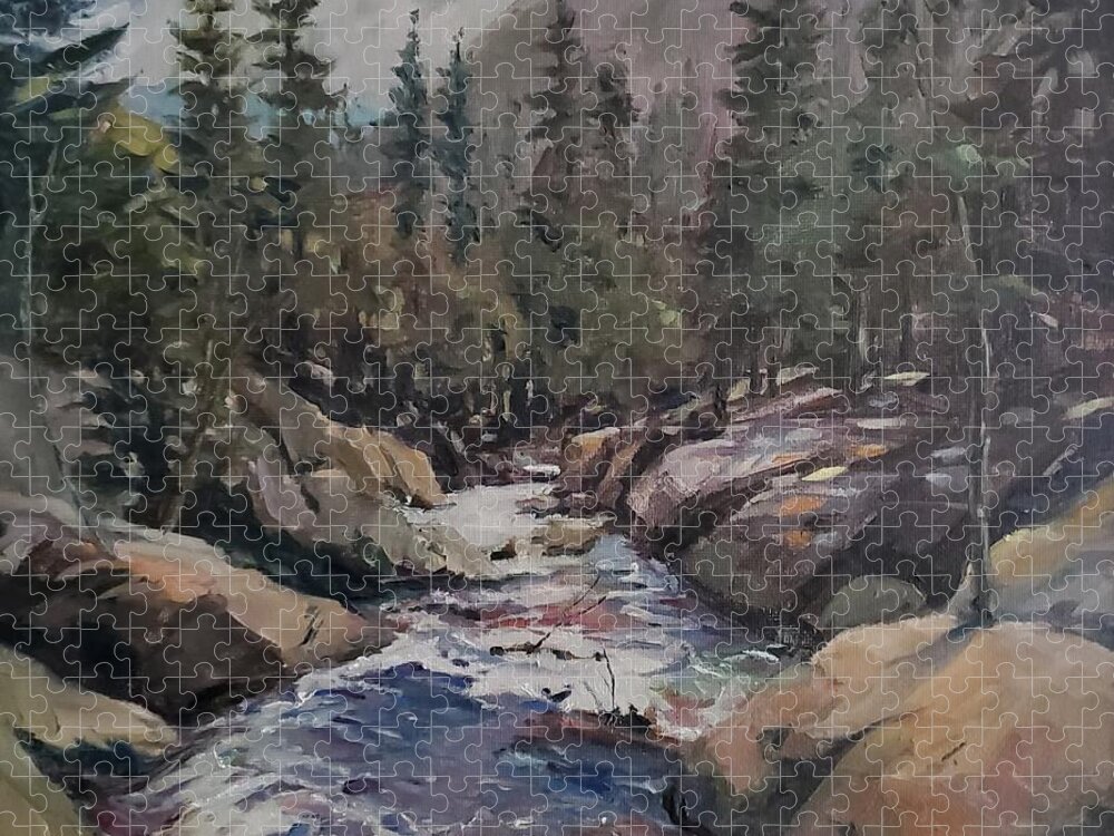 Oil On Canvas Jigsaw Puzzle featuring the painting Rockies by Sheila Romard