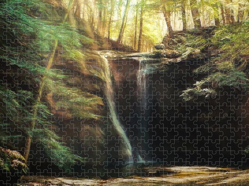 Waterfall Jigsaw Puzzle featuring the photograph Rockstall Falls by Susan Hope Finley