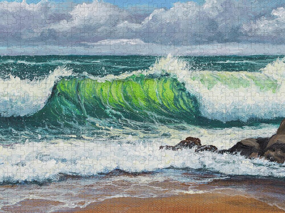 Seascape Jigsaw Puzzle featuring the painting Rolling Waves by Darice Machel McGuire