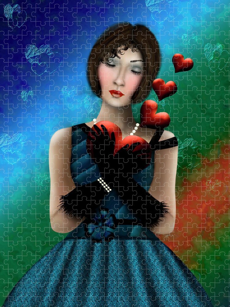 Heart Jigsaw Puzzle featuring the digital art Romance by Katy Breen
