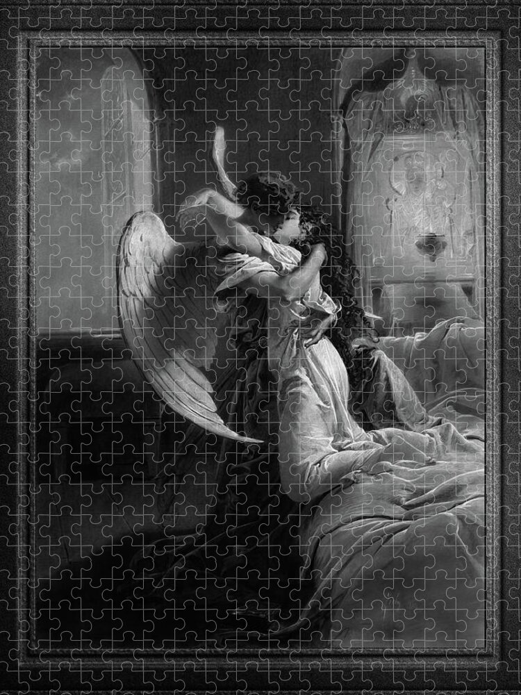 Romantic Encounter Jigsaw Puzzle featuring the painting Romantic Encounter by Mihaly von Zichy by Xzendor7