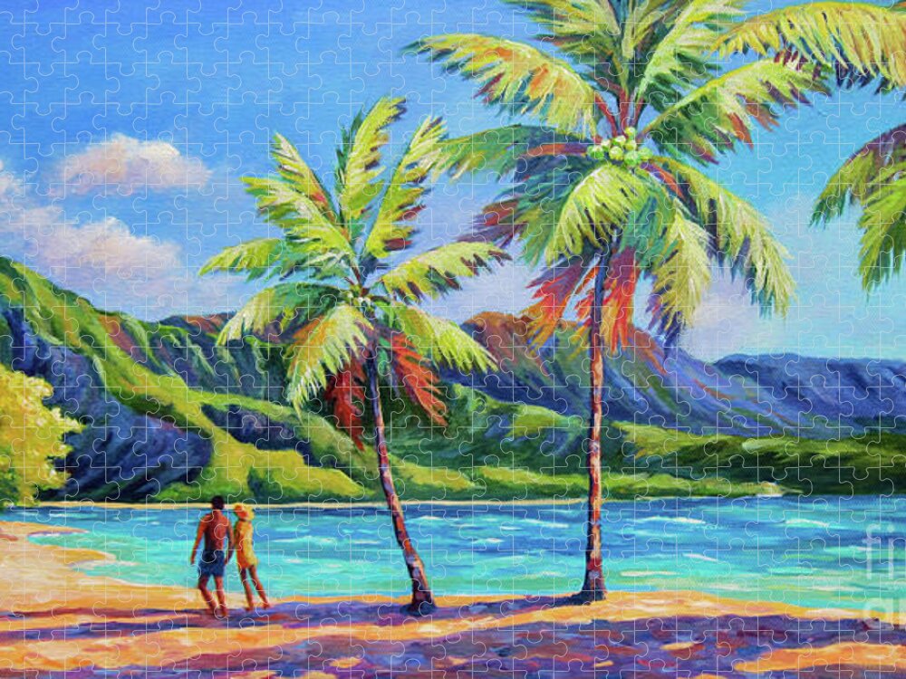 Kauai Jigsaw Puzzle featuring the painting Romantic Hanalei Bay by John Clark