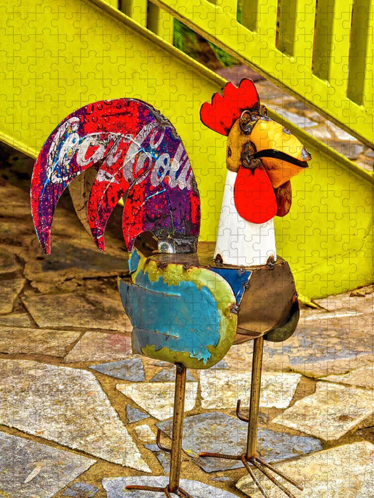 San Antonio Jigsaw Puzzle featuring the photograph Rooster With The Coca Cola Tail by Frances Ann Hattier