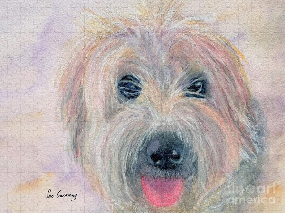 Soft-coated Wheaten Terrier Jigsaw Puzzle featuring the painting Rory by Sue Carmony