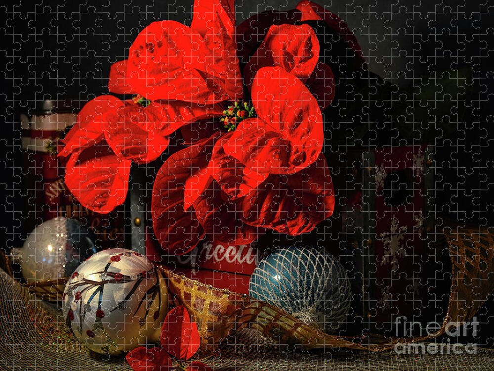 In-house Jigsaw Puzzle featuring the photograph Round Leaf Poinsettia by Diana Mary Sharpton