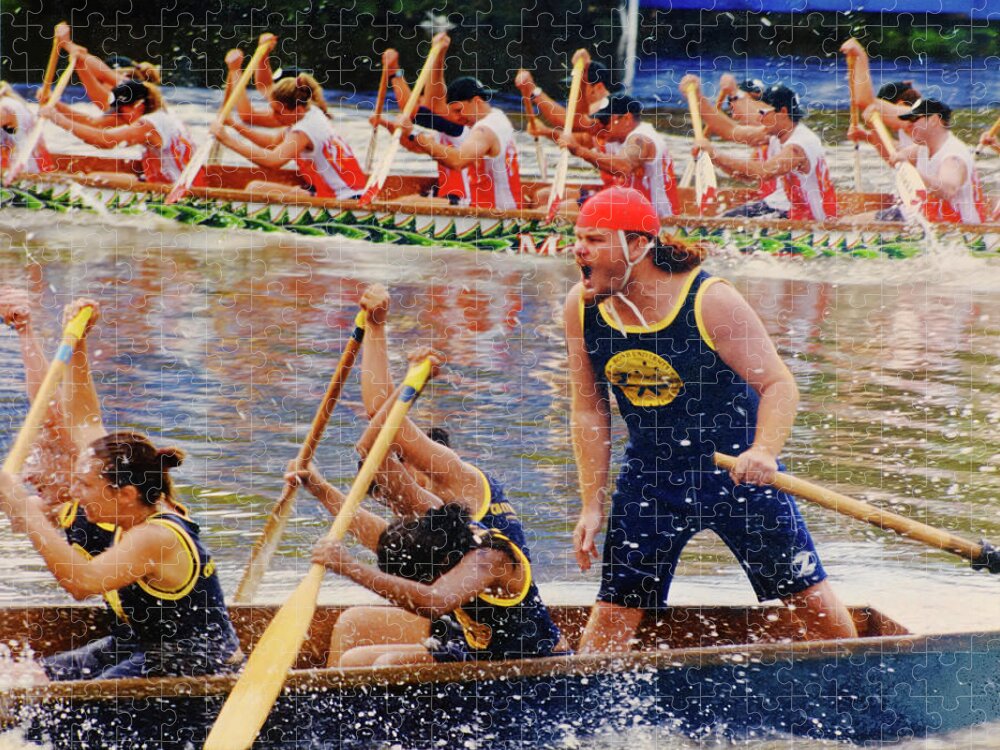 Dragon Boats Jigsaw Puzzle featuring the photograph Row Harder by Jerry Griffin