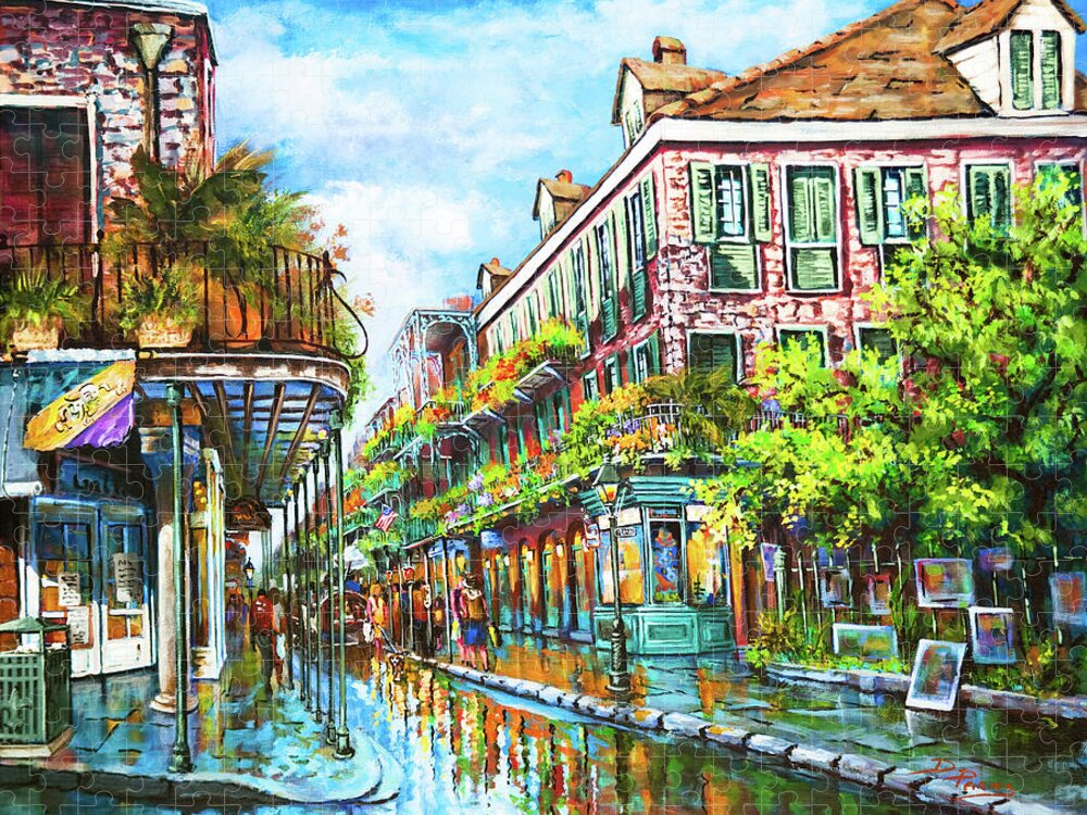 New Orleans Art Jigsaw Puzzle featuring the painting Royal at Pere Antoine Alley, New Orleans French Quarter by Dianne Parks