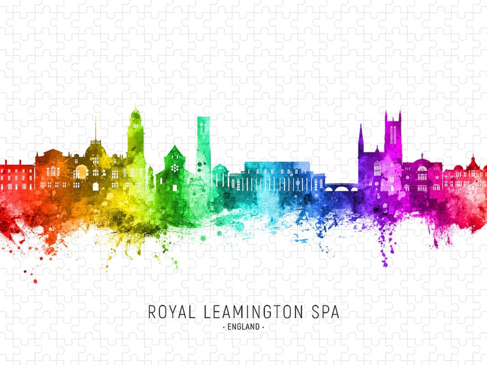 Royal Leamington Spa Jigsaw Puzzle featuring the digital art Royal Leamington Spa England Skyline #61 by Michael Tompsett