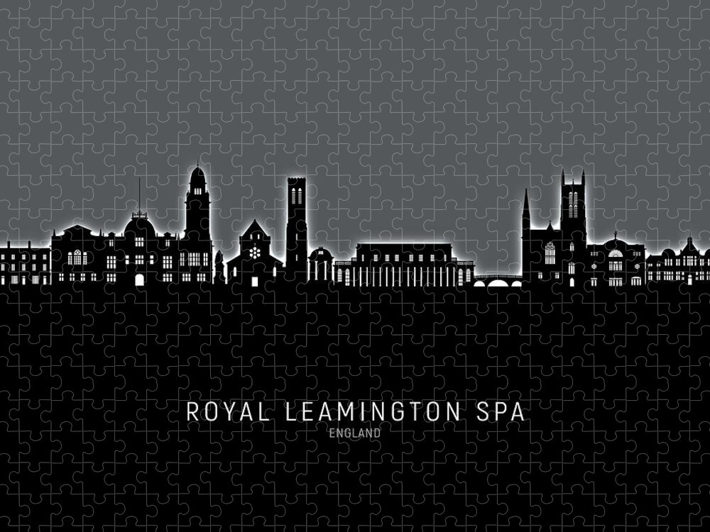 Royal Leamington Spa Jigsaw Puzzle featuring the digital art Royal Leamington Spa England Skyline #71 by Michael Tompsett