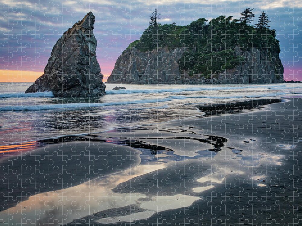 Landscape Jigsaw Puzzle featuring the photograph Ruby Beach Sunset - Olympic National Park by Adam Pender