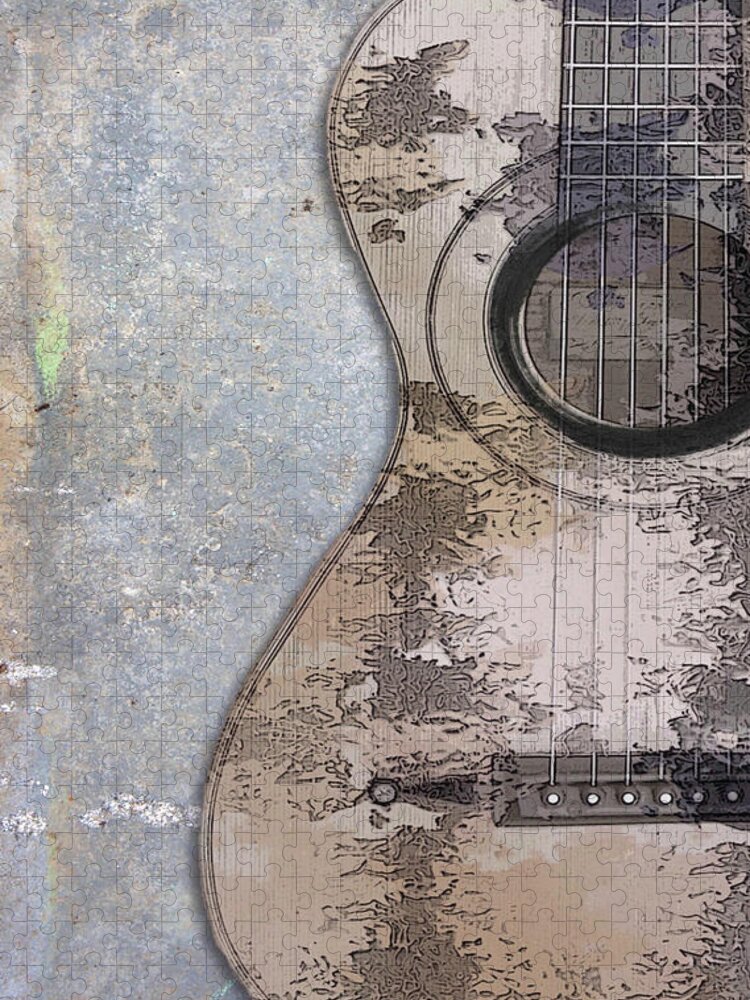 Blues Jigsaw Puzzle featuring the painting Rugged Strings by Karen Smith