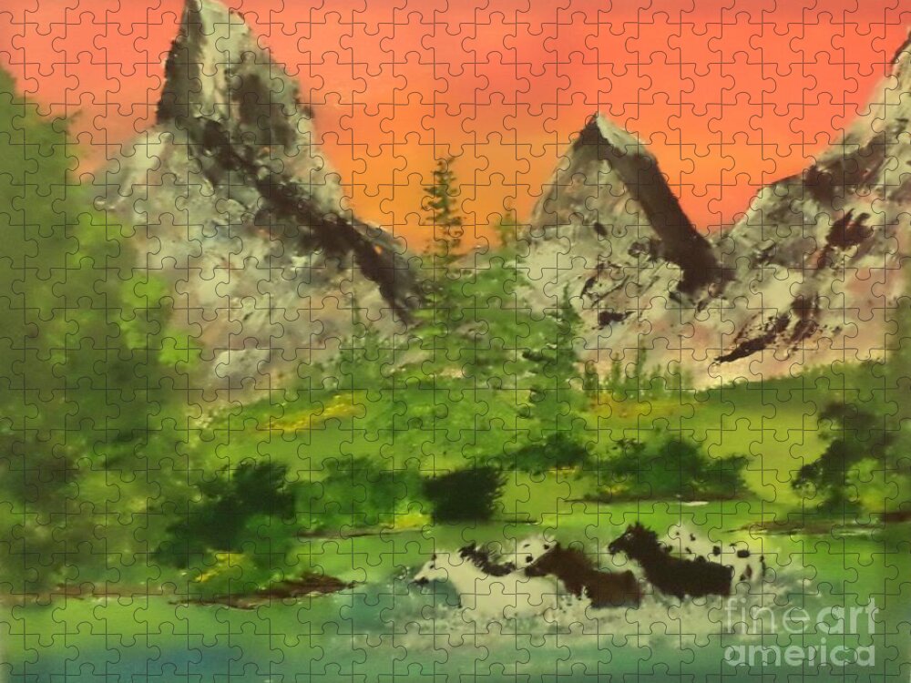 Landscape Jigsaw Puzzle featuring the painting Running Wild Painting # 321 by Donald Northup