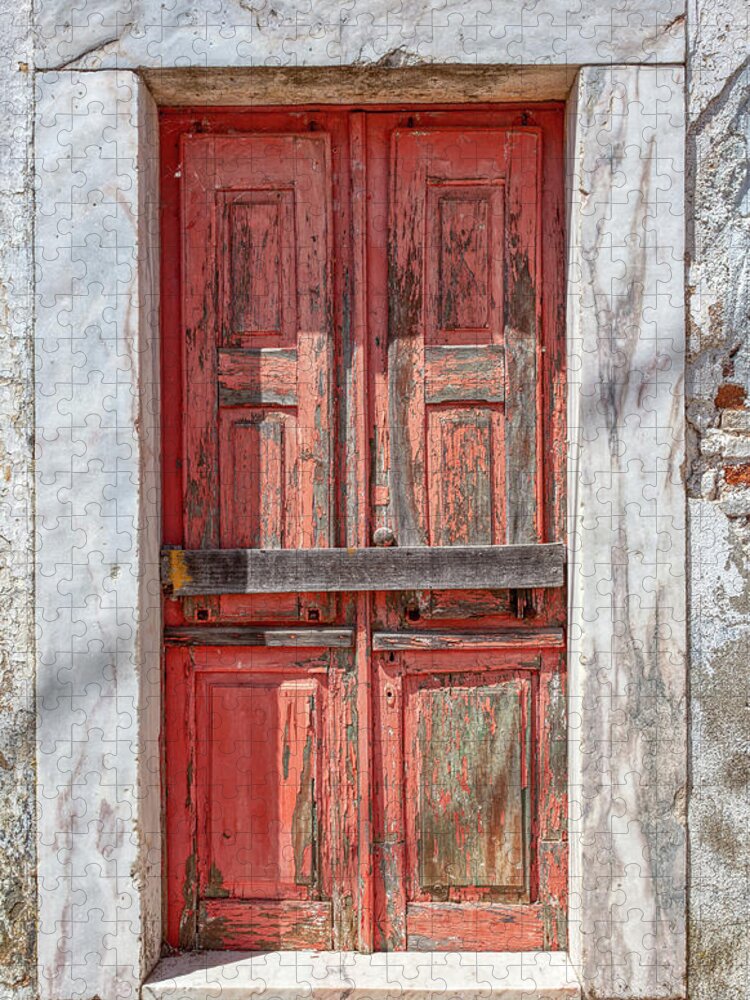 Door Jigsaw Puzzle featuring the photograph Rustic Red Door of Estremoz by David Letts