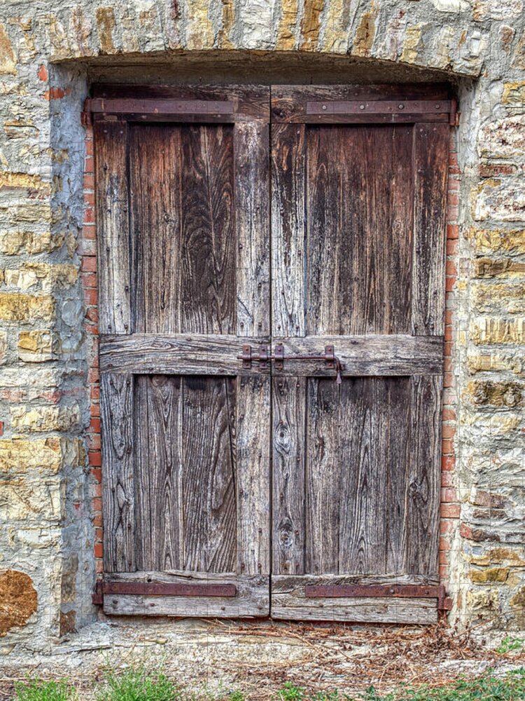 Door Jigsaw Puzzle featuring the photograph Rustic Weathered Brown Wood Door by David Letts