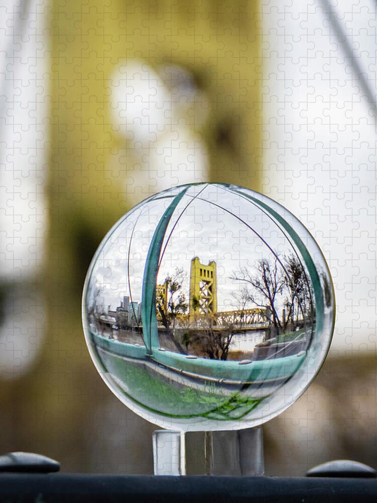 Yellow Jigsaw Puzzle featuring the photograph Sacramento Tower Bridge by Gary Geddes