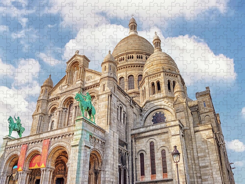 France Jigsaw Puzzle featuring the photograph Sacre Coeur Facade by Manjik Pictures