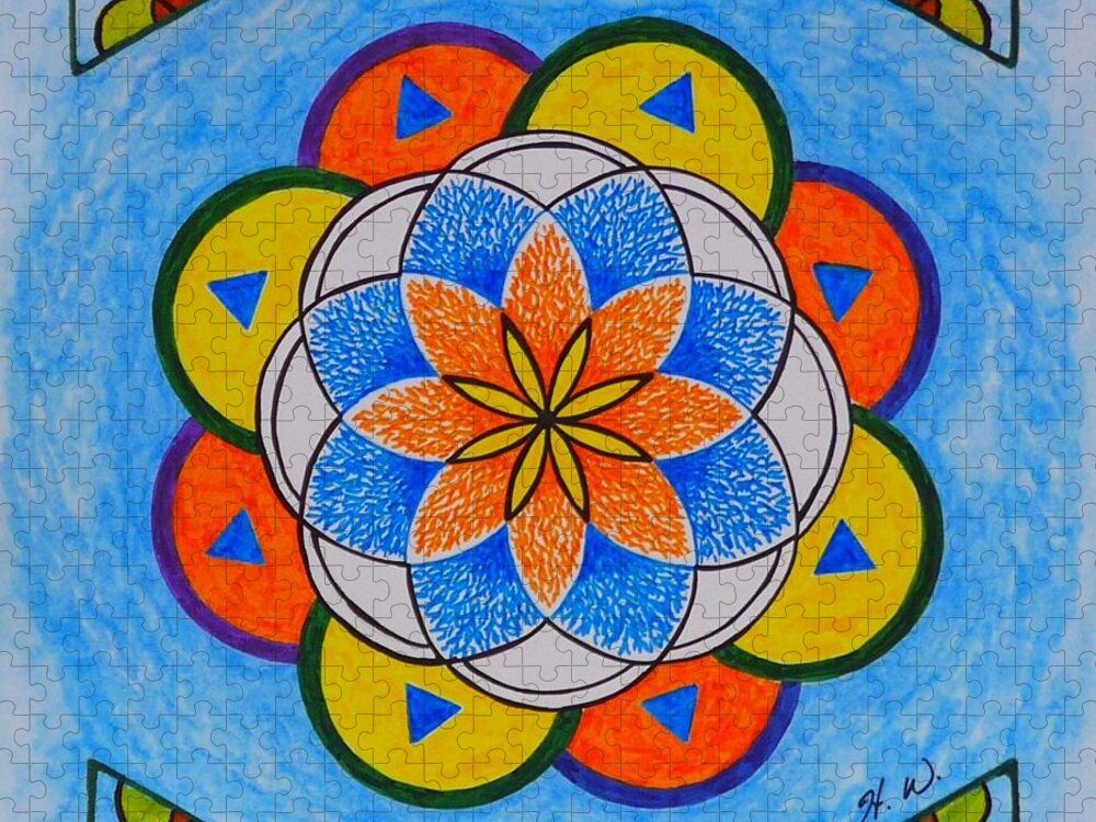 Sacred Geometry Jigsaw Puzzle featuring the drawing Sacred Geometry by Heather McFarlane-Watson