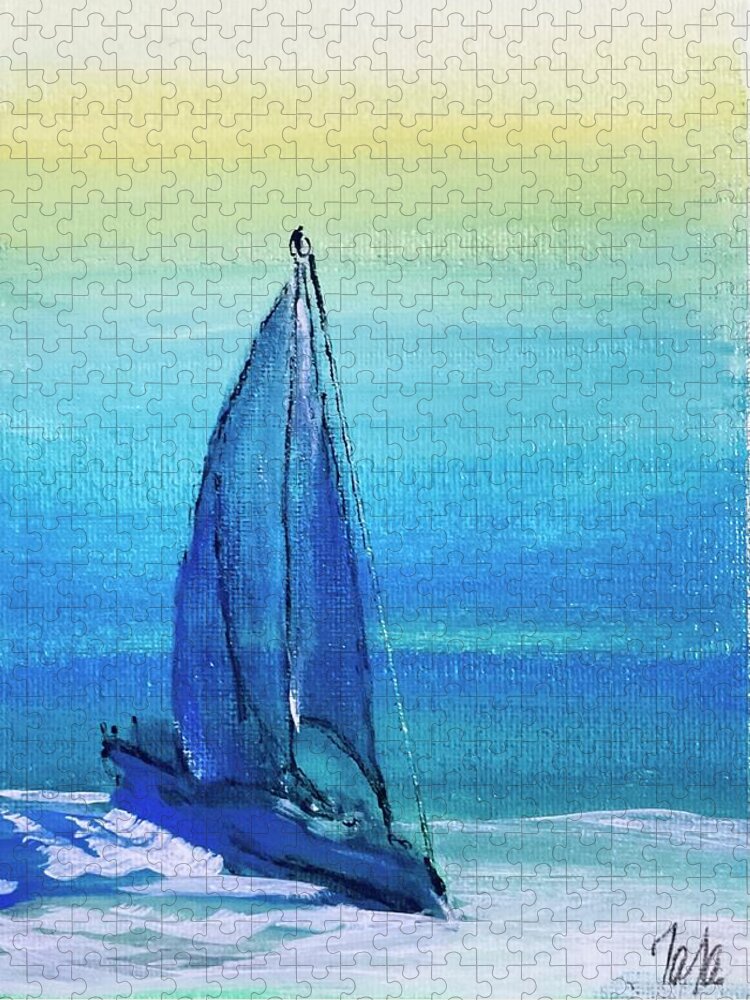 Sailboat Jigsaw Puzzle featuring the painting Sail Away by Tara Strange Dunbar