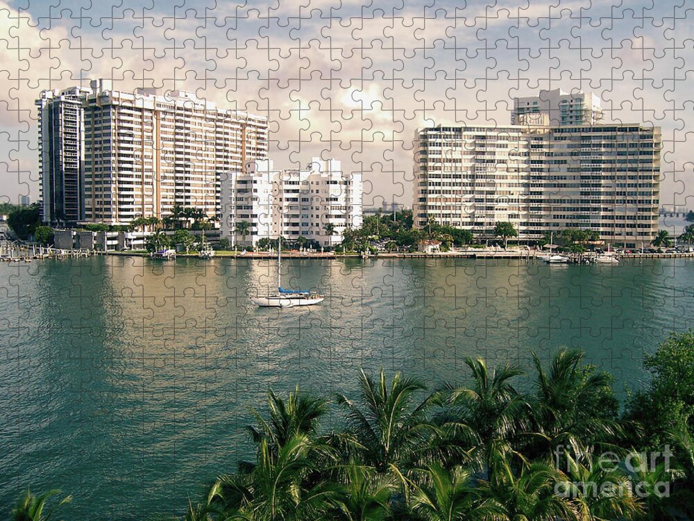 Miami Beach Jigsaw Puzzle featuring the photograph Sailboat In Miami Beach Florida by Phil Perkins