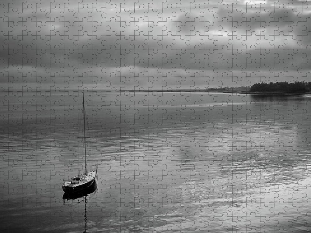 Sunrise Jigsaw Puzzle featuring the photograph sailboat sunrise - Keyport, NJ by Steve Stanger
