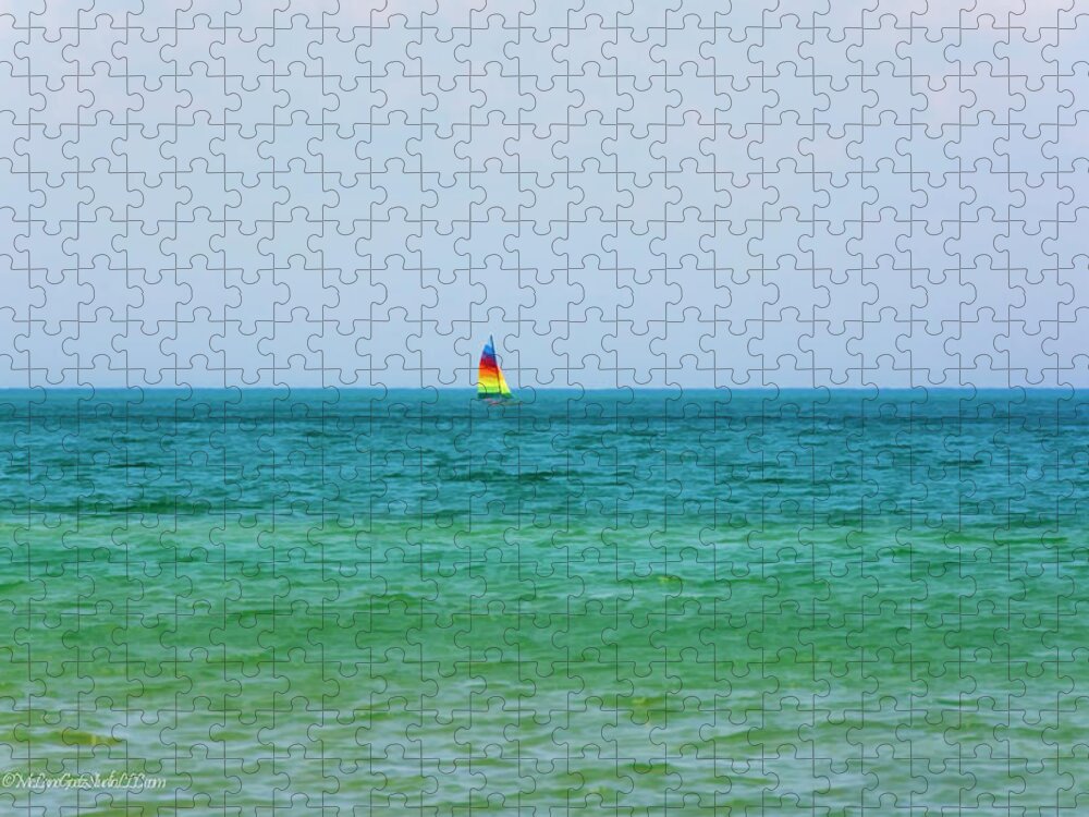 Port Crescent State Park Jigsaw Puzzle featuring the photograph Sailing at Port Crescent State Park Michigan by LeeAnn McLaneGoetz McLaneGoetzStudioLLCcom