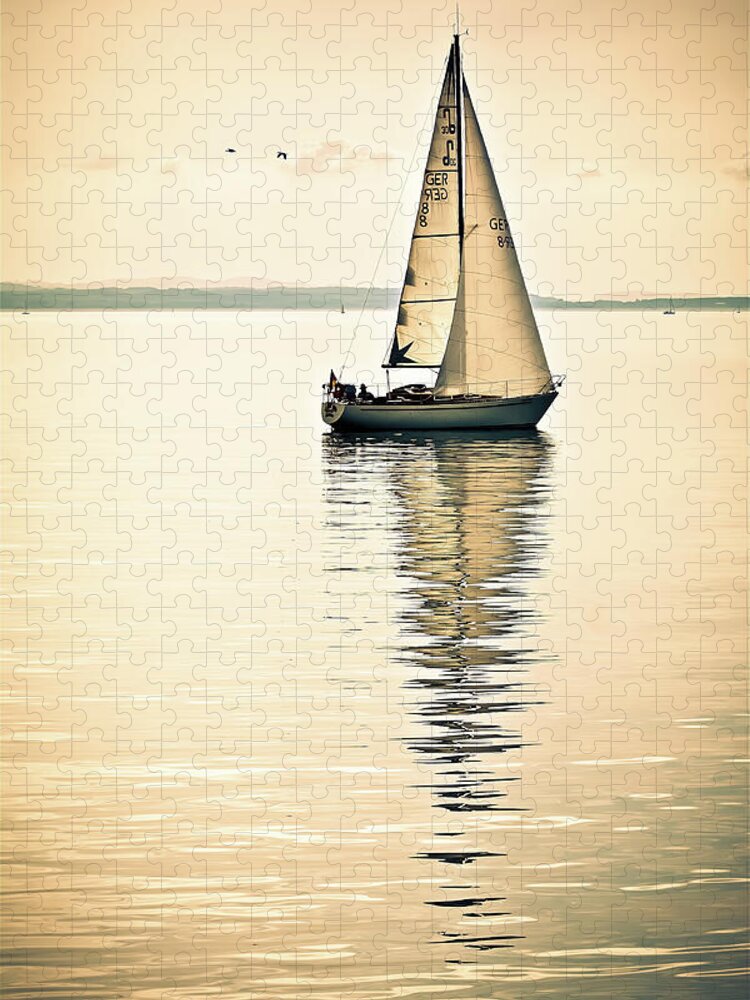 Sailboat Jigsaw Puzzle featuring the photograph Sailing on Lake Constance, Germany by Tatiana Travelways