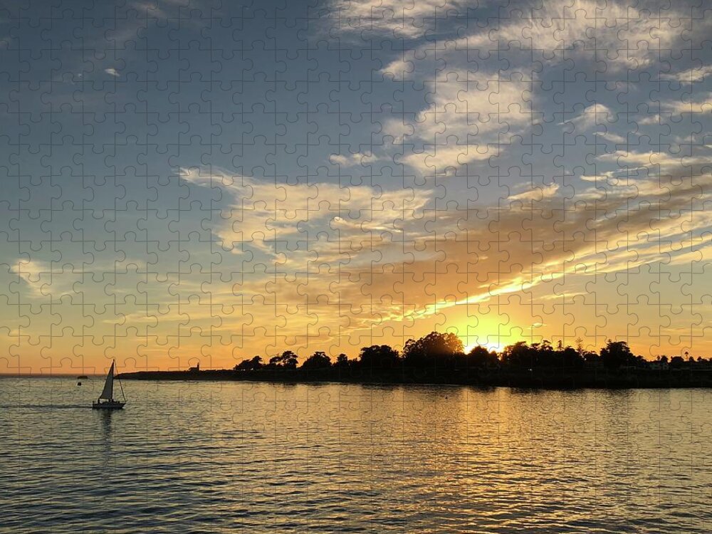 Santa Cruz Jigsaw Puzzle featuring the photograph Sailing Santa Cruz at Sunset 2 by Tanya White