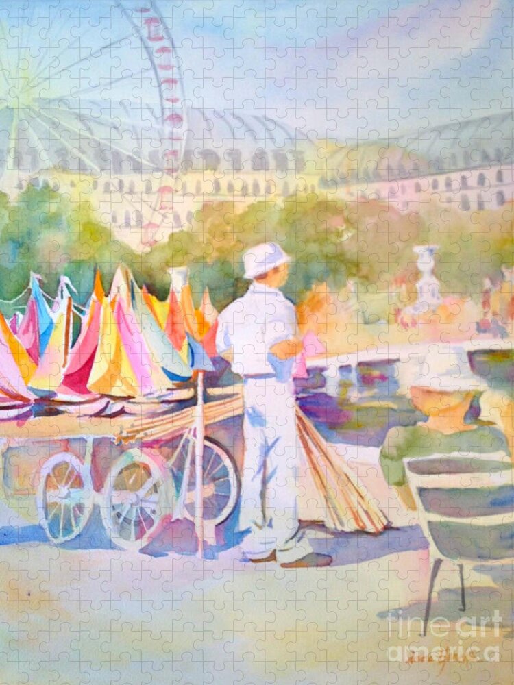 Parc Monceau Jigsaw Puzzle featuring the painting Sails in Parc Monceau by Liana Yarckin