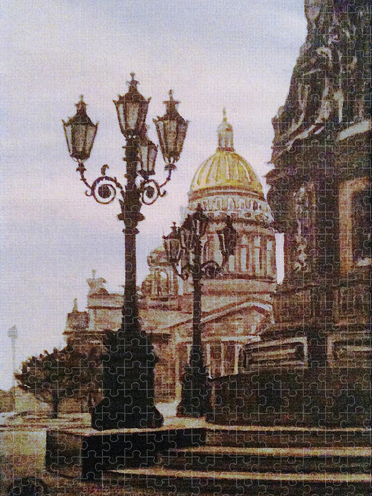 Saint Isaac's Cathedral Jigsaw Puzzle featuring the painting Saint Isaac's Cathedral by Masha Batkova