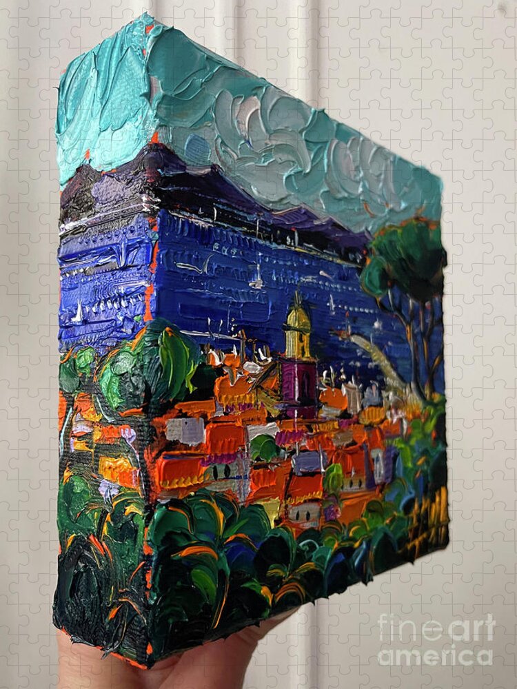  Jigsaw Puzzle featuring the painting SAINT TROPEZ VIEW - 3D canvas painted edges left side by Mona Edulesco