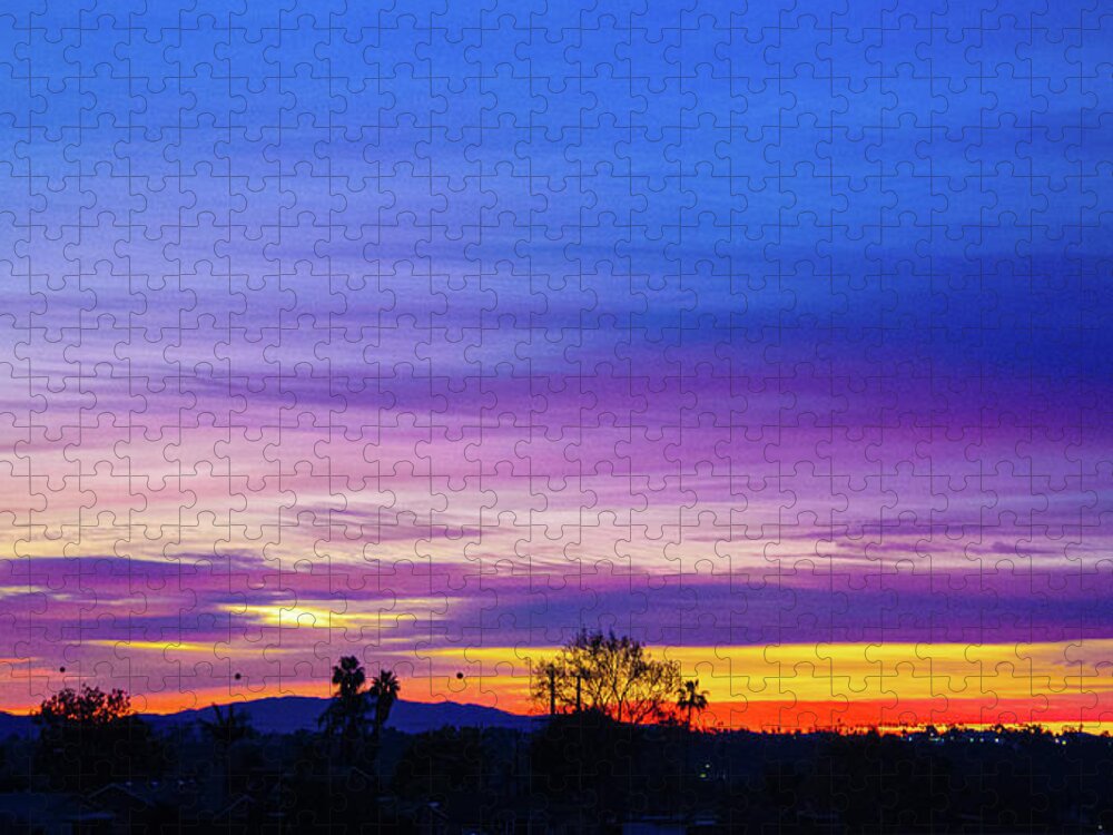 San Diego Jigsaw Puzzle featuring the photograph San Diego Sunrise 2021 Purple by Phyllis Spoor
